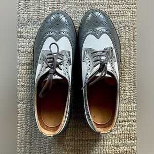 The Office of Angela Scott Silver Gray and White Wingtip Dress Shoes